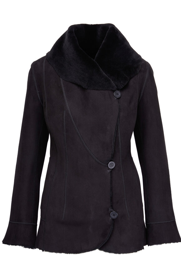 Viktoria Stass - Black Shearling & Suede Reversible Coat