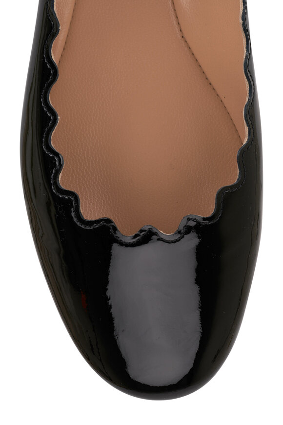 Chloé - Lauren Black Patent Leather Scallop Ballet Flat