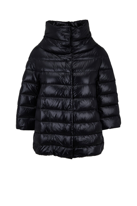 Herno Black Three-Quarter Sleeve Puffer Jacket - view 6
