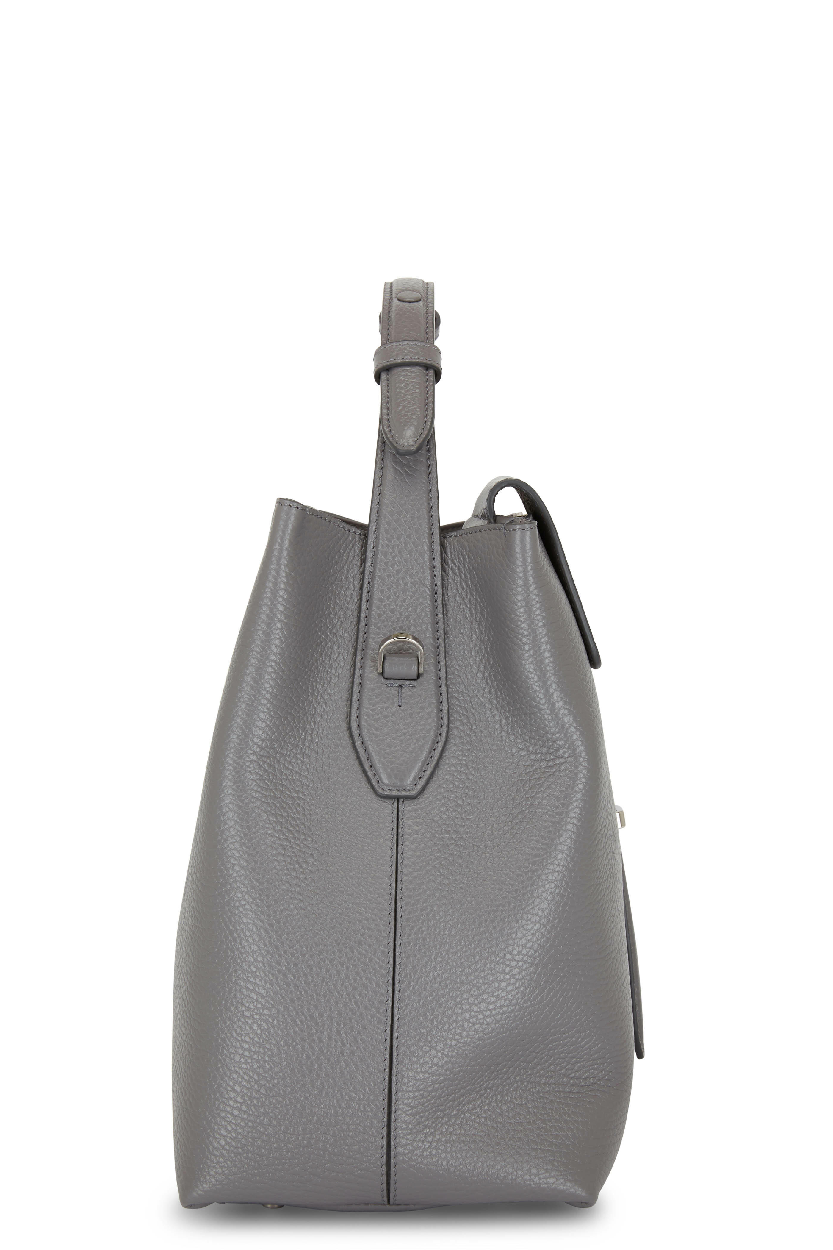 Tod's - Joy Dark Gray Pebbled Leather Small Hobo Bag