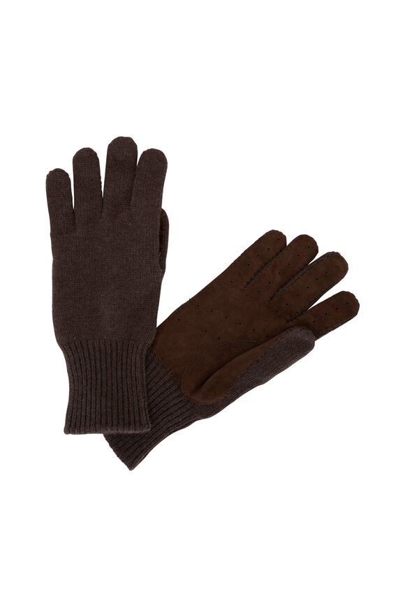 Brunello Cucinelli - Brown Cashmere & Suede Gloves