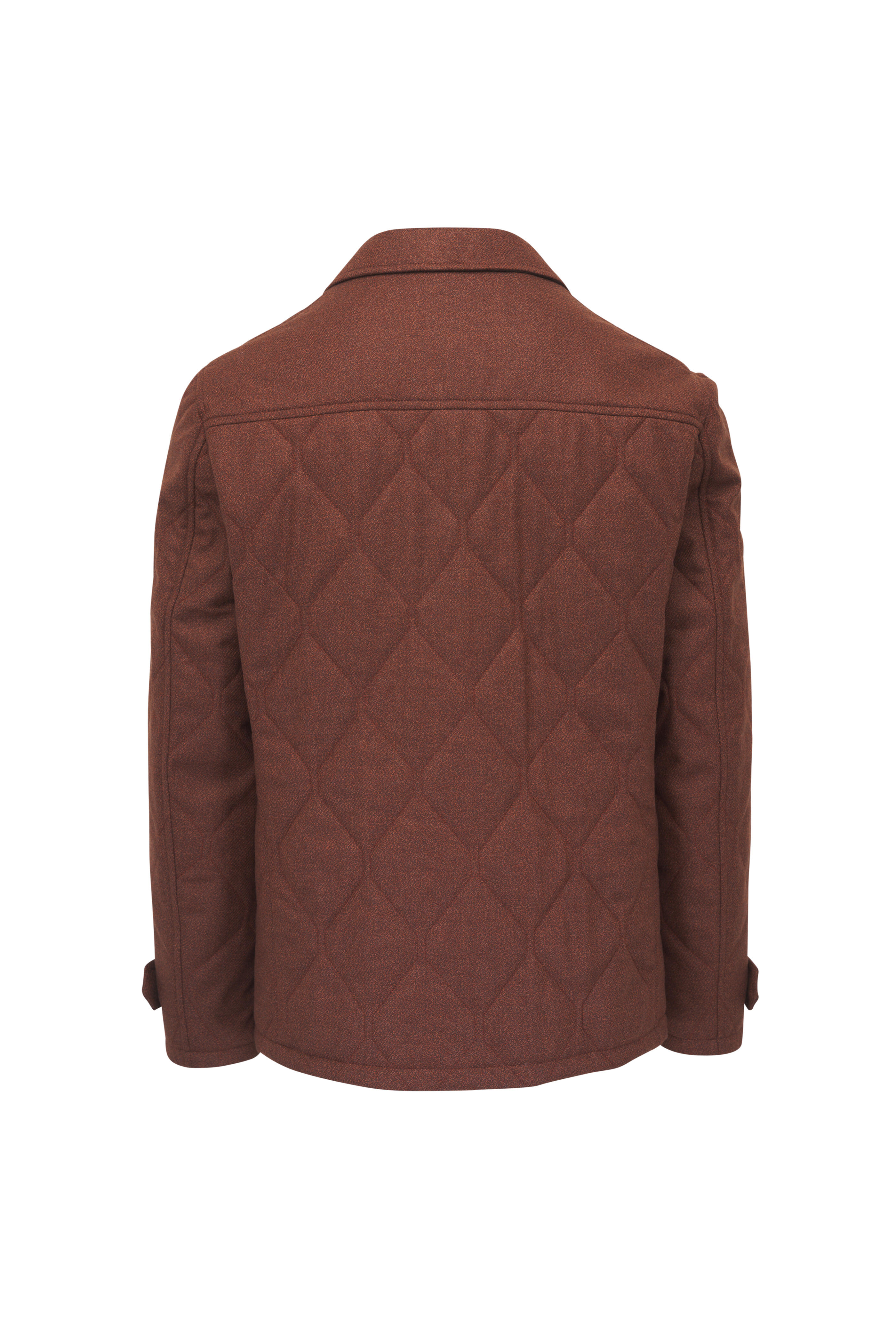 Isaia - Brown Wool & Silk Tweed Storm Overshirt