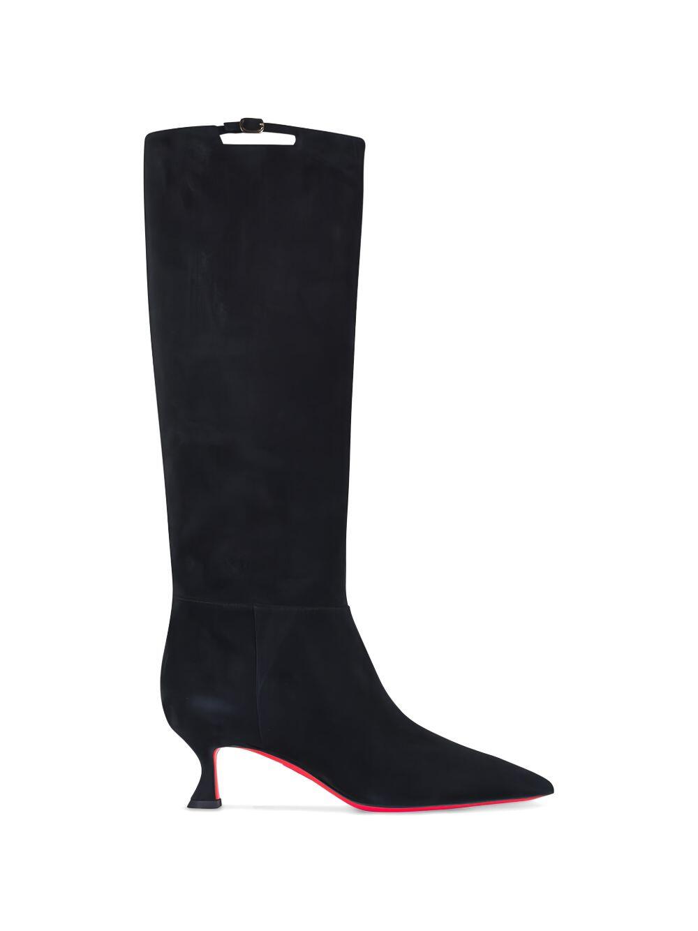 Santoni - Sabine Black Suede Tall Boot, 55mm - view 6