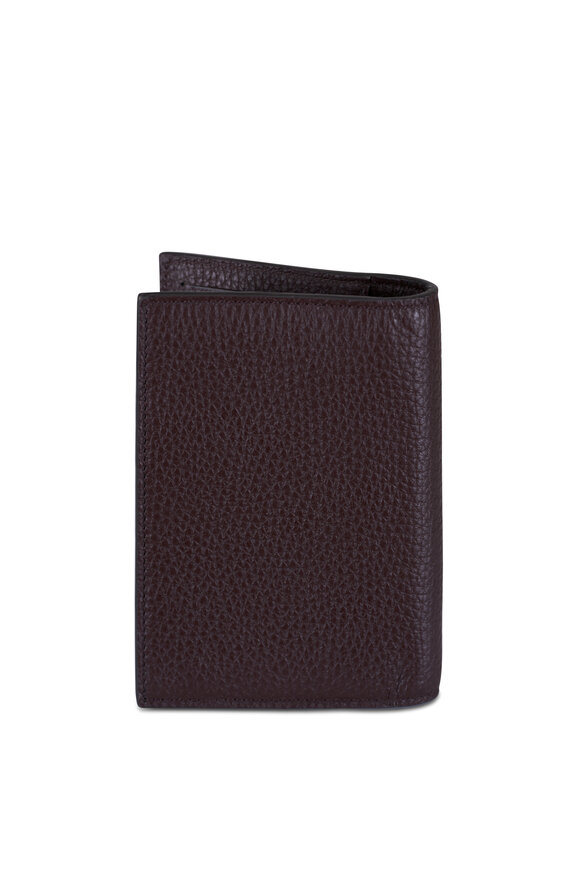 Kiton Brown Grained Leather Passport & Card Holder - view 2