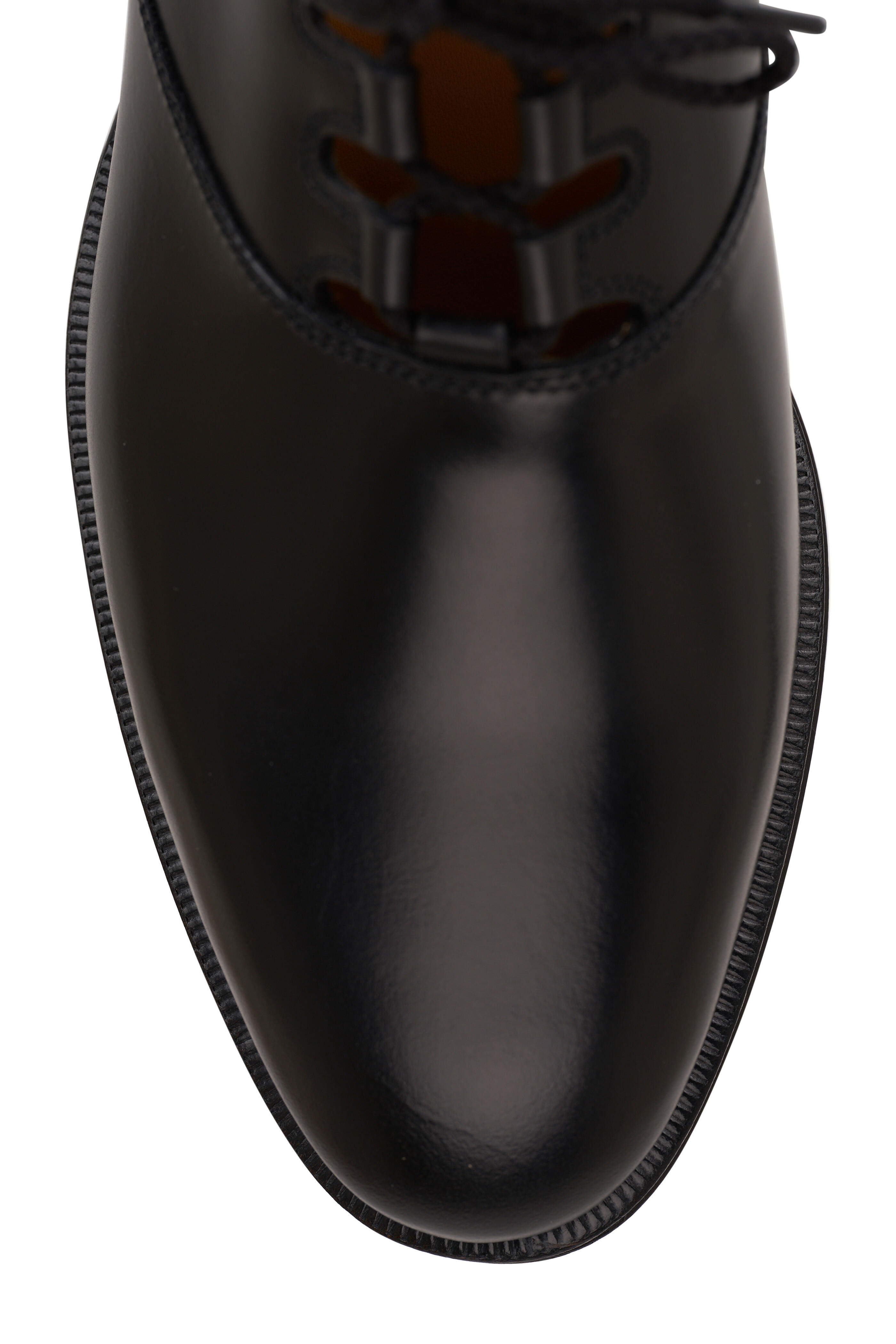【The Row 】Grant ギリーシューズ The Row - Grant Ghillie Black Leather Lace-Up Loafer