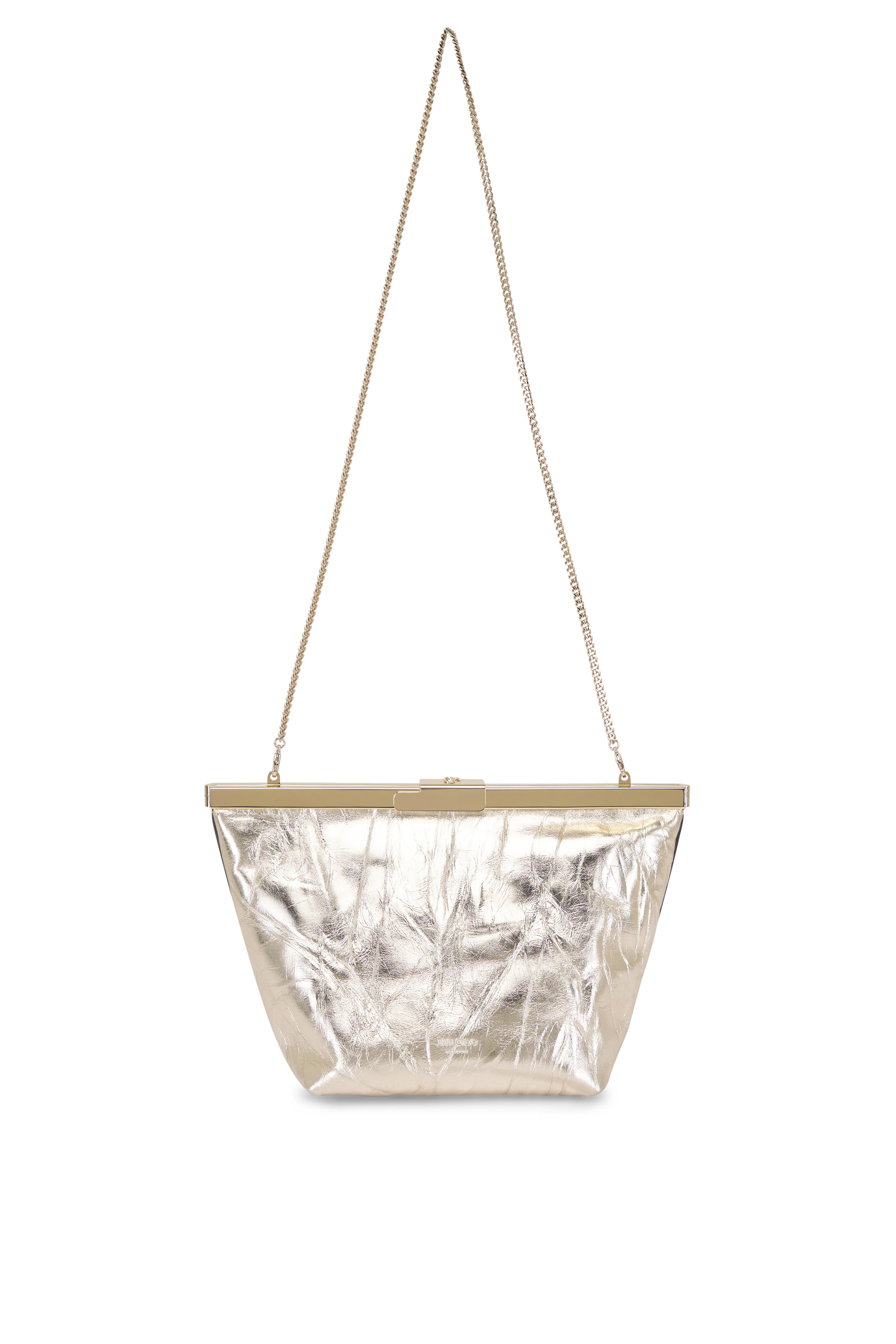 Jimmy Choo - Light Platinum Metallic Leather Chain Clutch