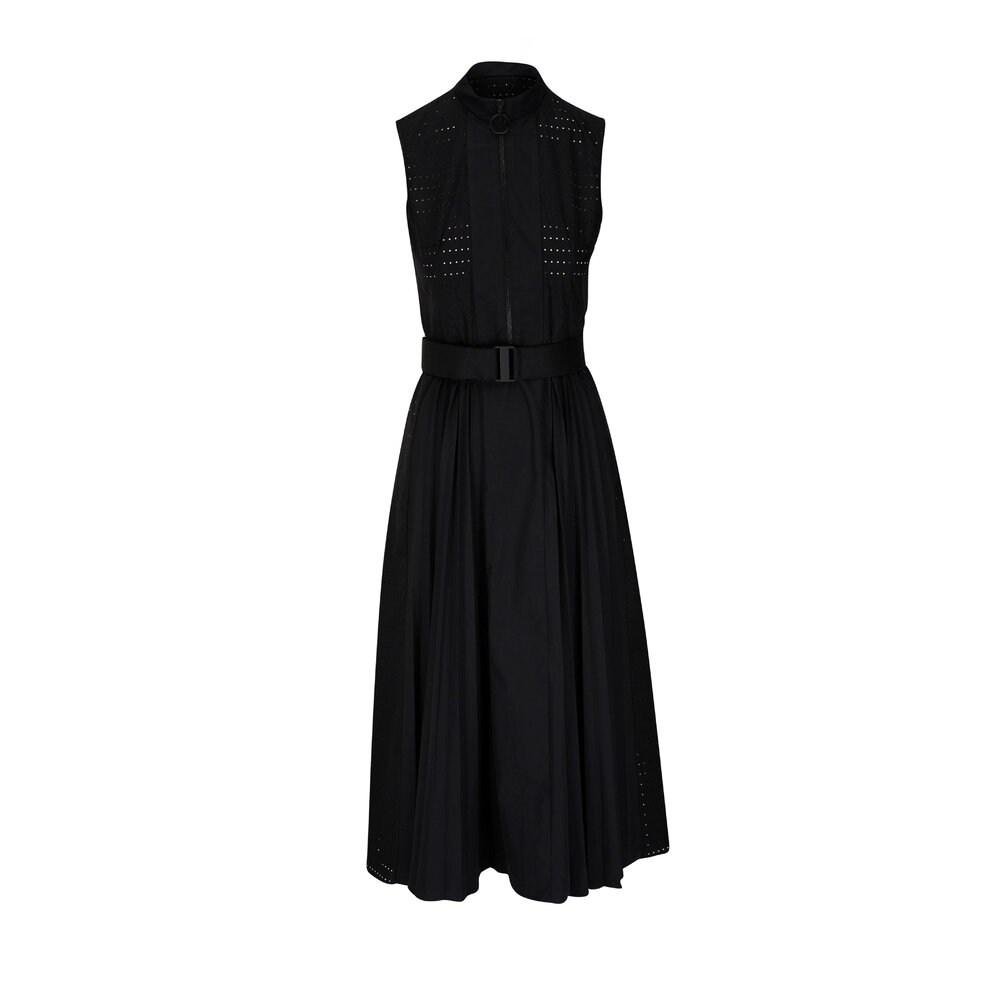 Akris Punto - Black Perforated Pin Dot Cotton Poplin Dress