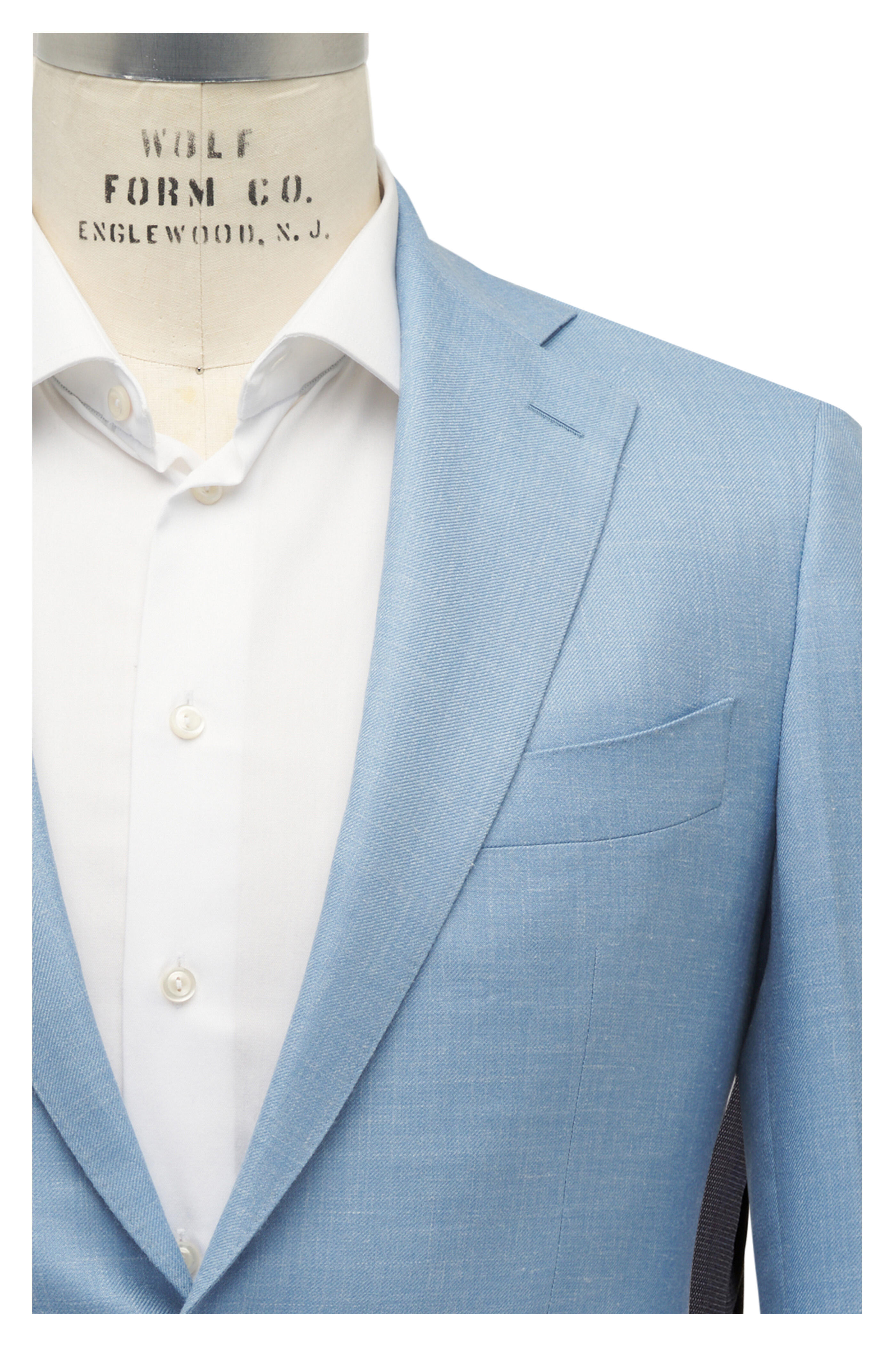 Atelier Munro - Sky Blue Solid Wool, Silk & Linen Sportcoat