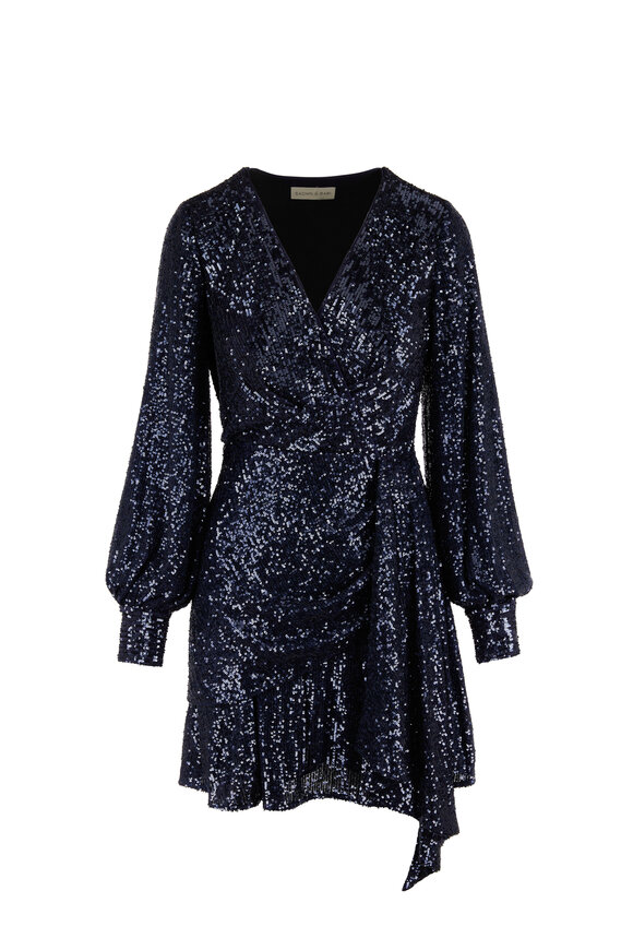 Sachin + Babi - Delaney Navy Blue Sequin Long Sleeve Dress