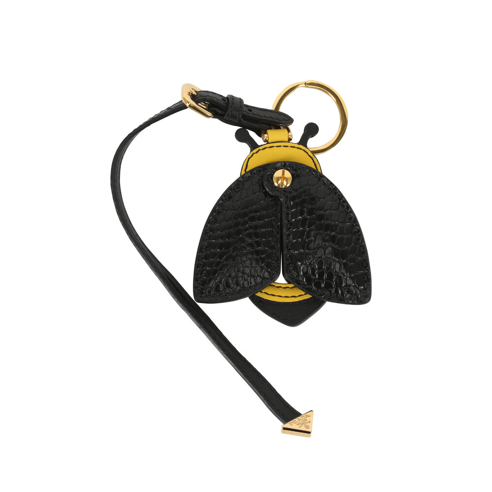 Prada - Black & Yellow Leather Bumble Bee Bag Charm