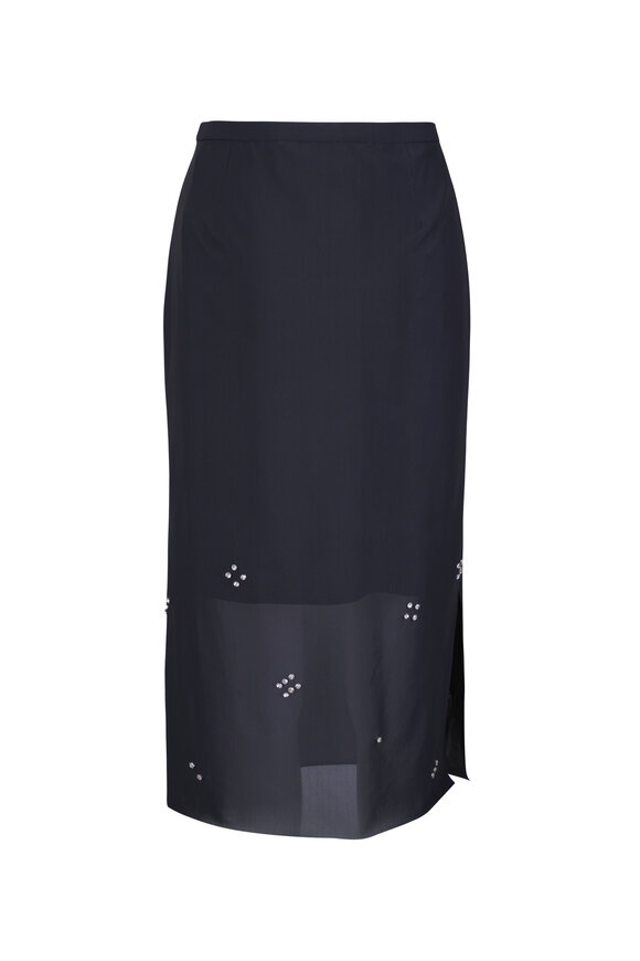 Akris Punto Diamond Dice Dot Black Pencil Midi Skirt - view 2