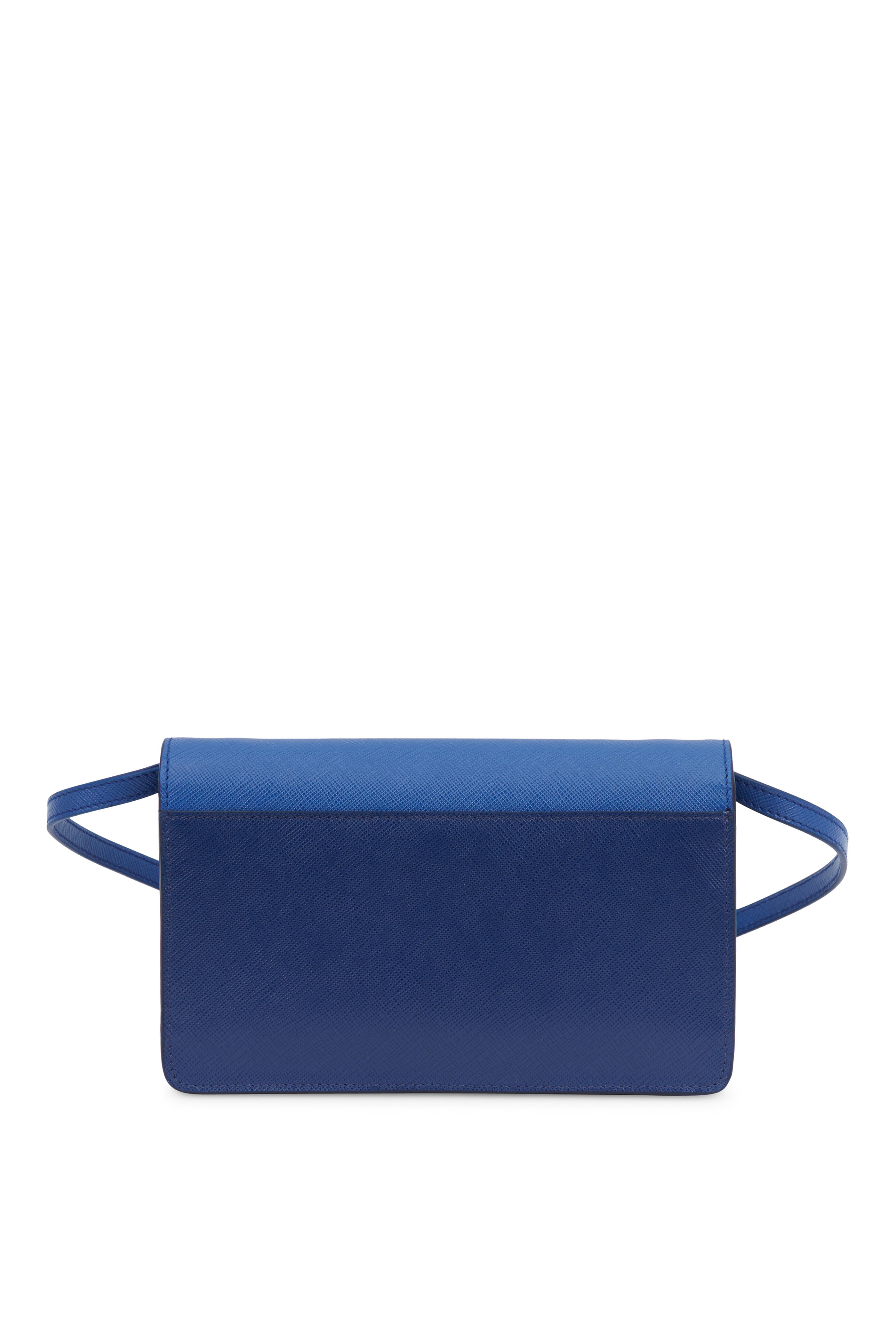 Prada Saffiano Leather Blue Clutch Bag
