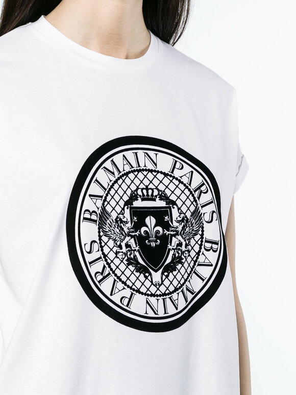 Balmain - White Medallion Graphic T-Shirt