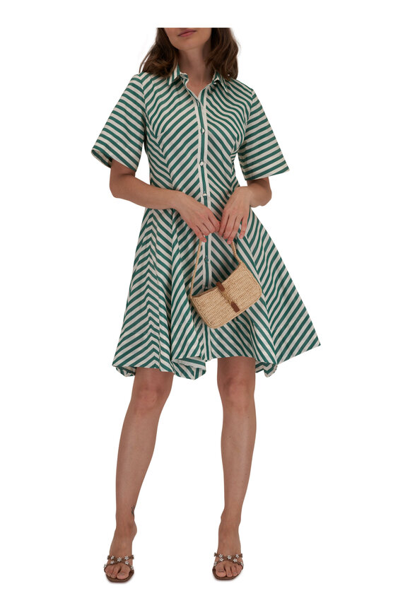 Lela Rose - Forest Striped Flare Hem Shirtdress