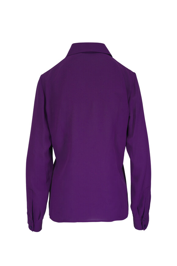 Michael Kors Collection Hansen Amethyst Silk Button Front Blouse - view 4