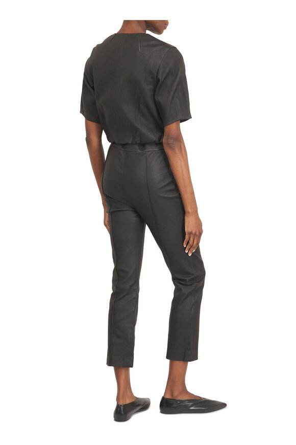 Simkhai Austyn Black Leather Short Sleeve Jacket - view 4
