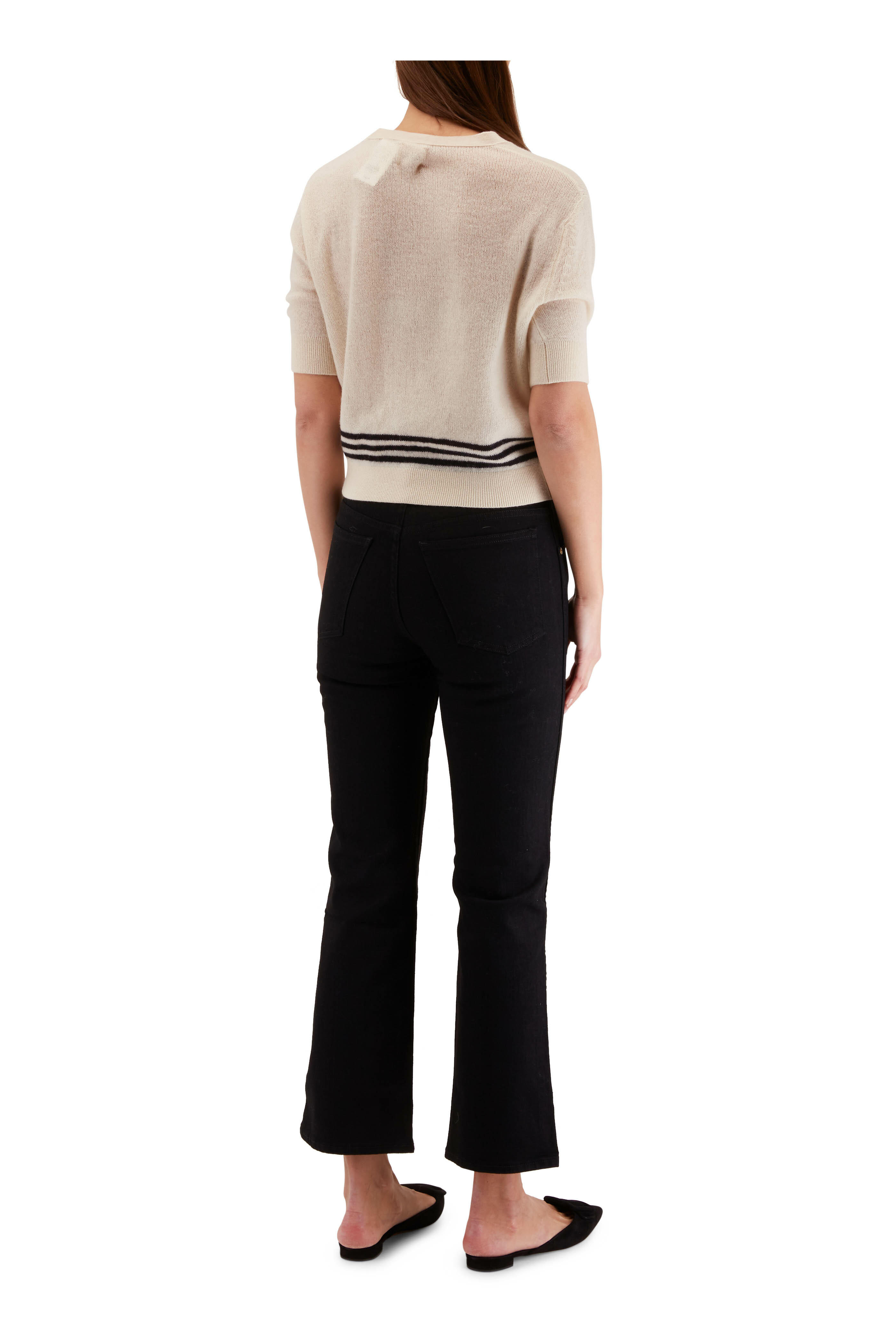 Khaite - Dianna Cream & Black Cashmere Cardigan