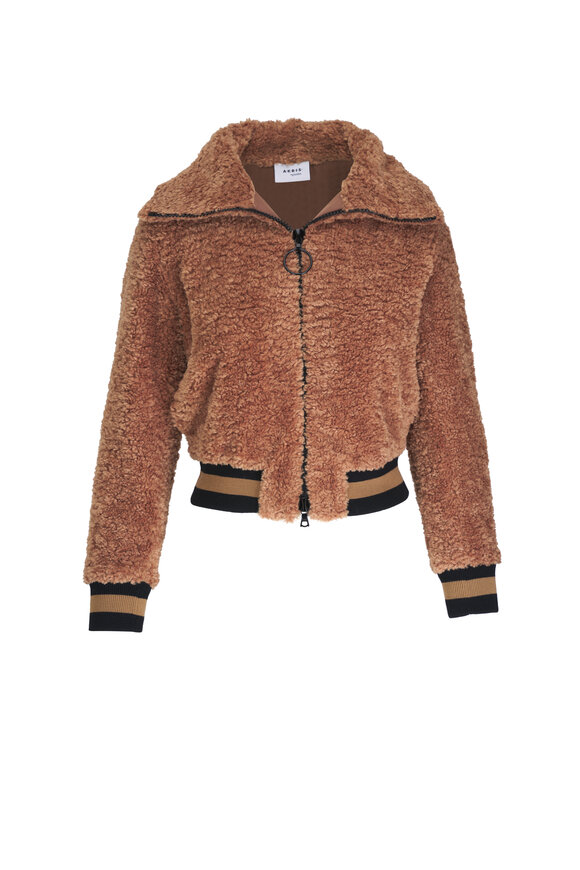 Akris Punto - Caramel Varsity Stripe Bomber Jacket