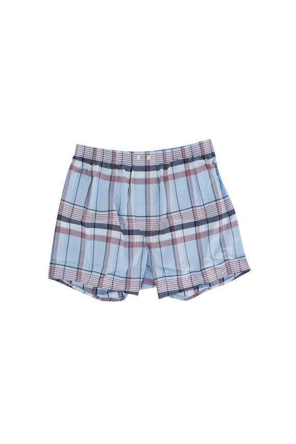 Derek Rose Barker 38 Light Blue Plaid Boxers