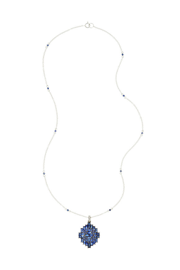 Nam Cho - 18K White Gold Blue Sapphire & Diamond Necklace