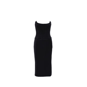 DOLCE&GABBANA D&G レディ　リボン　ミドル　コート　ブラック　M Milano rib calf-length dress with DG logo in Black for Women