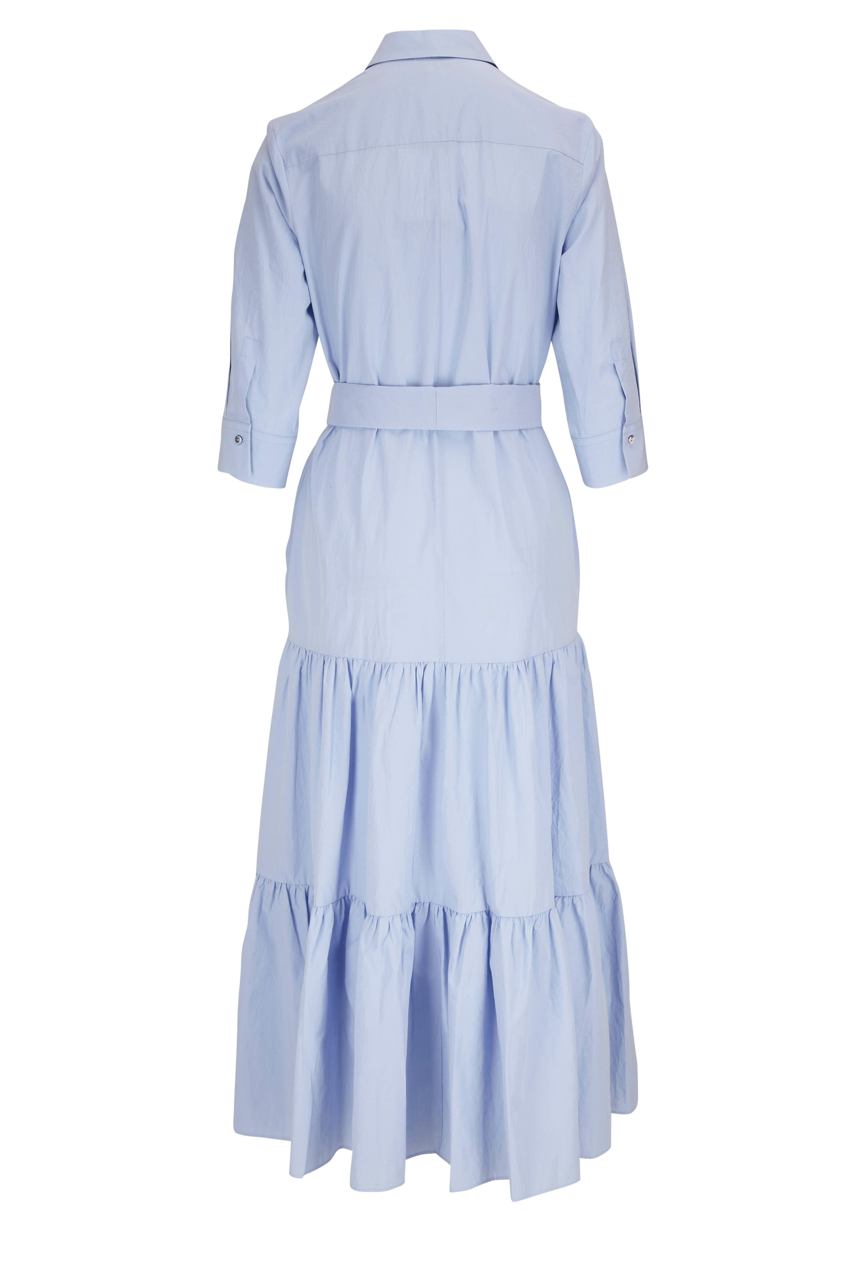 Antonelli - Memphis Light Blue Elbow Sleeve Tiered Maxi Dress