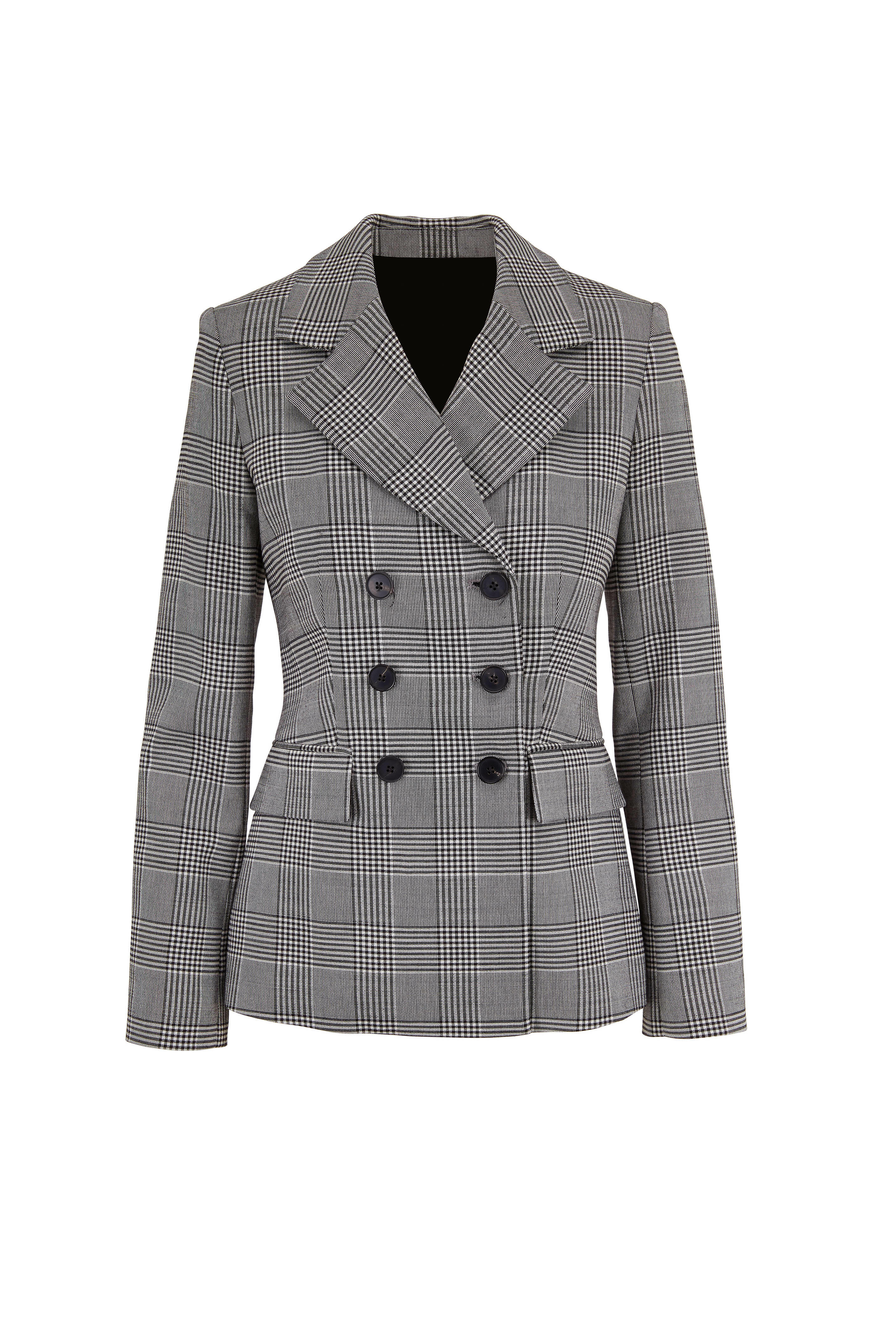 Adam Lippes - Black & White Plaid Double-Breasted Blazer