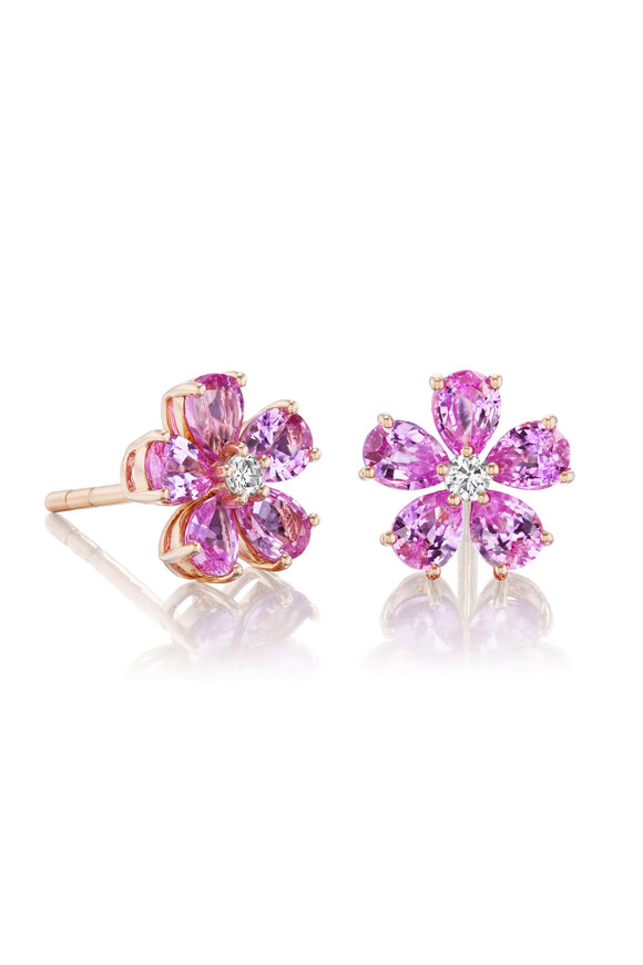 Nam Cho 18k Rose Gold Georgian Rose Sapphire Earring