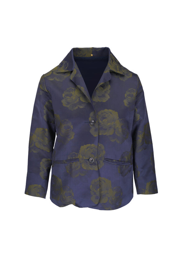 Peter Cohen Trek Blue Silk Floral Camo Jacket - view 1