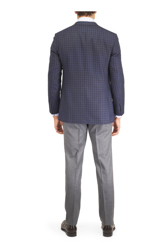 Brioni Ravello Navy Blue Check Wool & Silk Sportcoat - view 4
