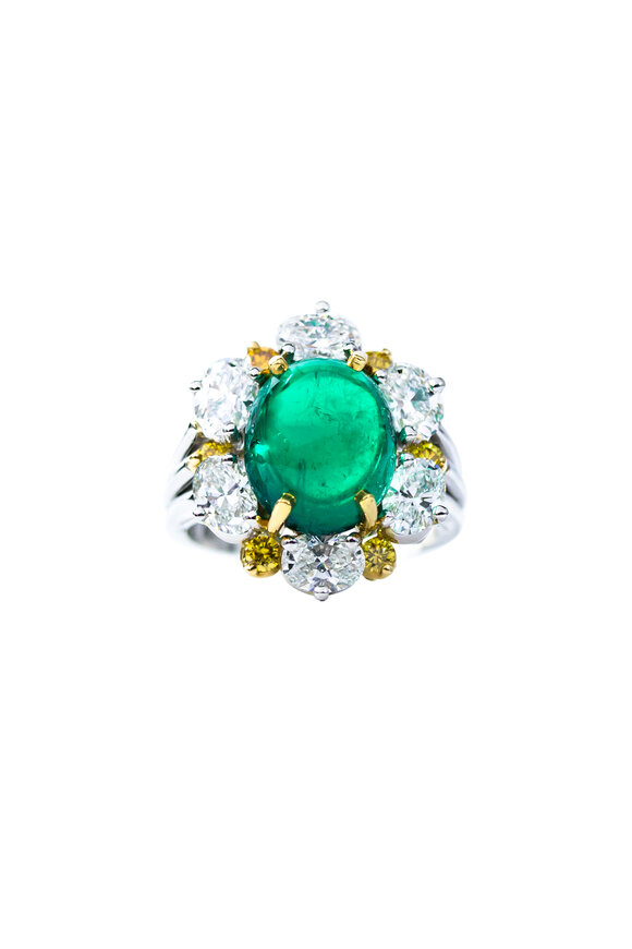 Oscar Heyman - Platinum & Gold Emerald & Diamond Ring