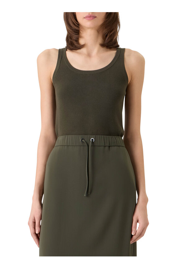 Akris Punto Olive Cotton Scoop Neck Knit Top - view 2