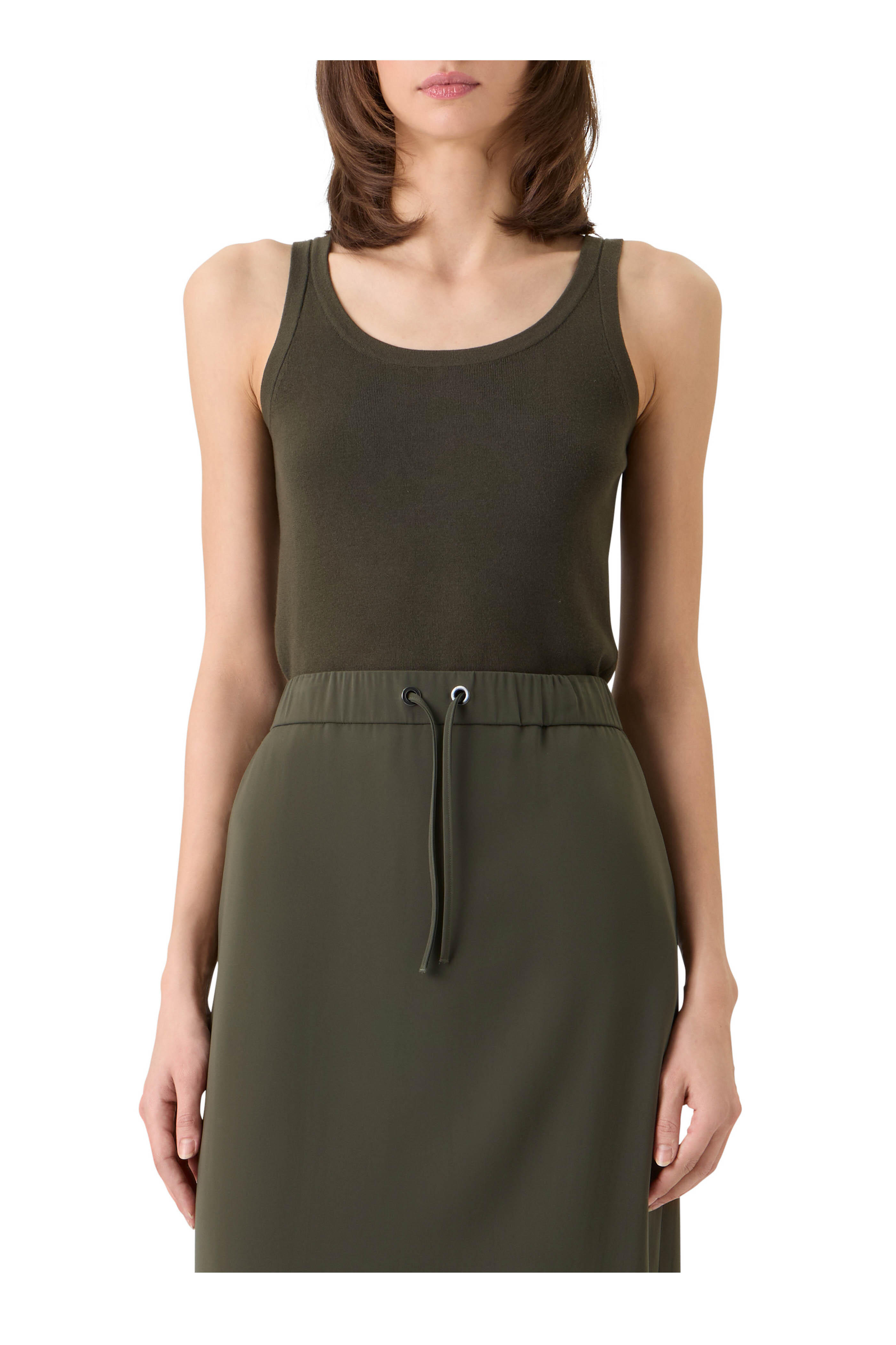 Akris Punto - Olive Cotton Scoop Neck Knit Top - view 2