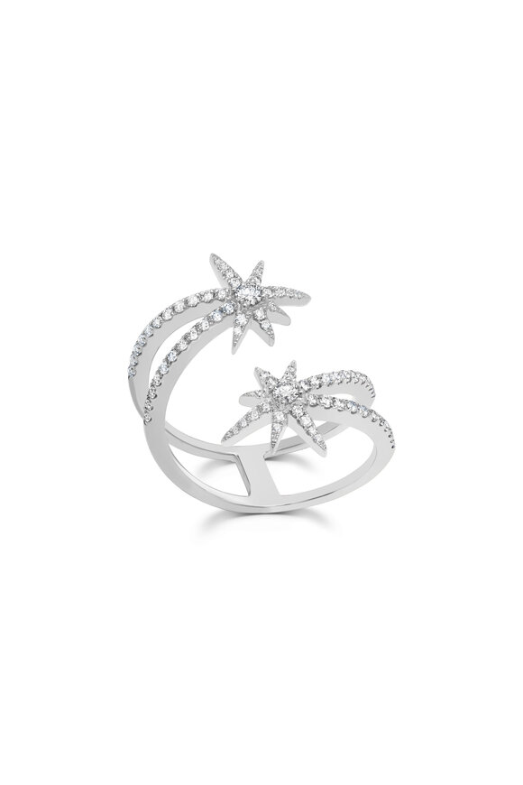 Graziela Gems 18k White Gold Starburst Diamond Ring
