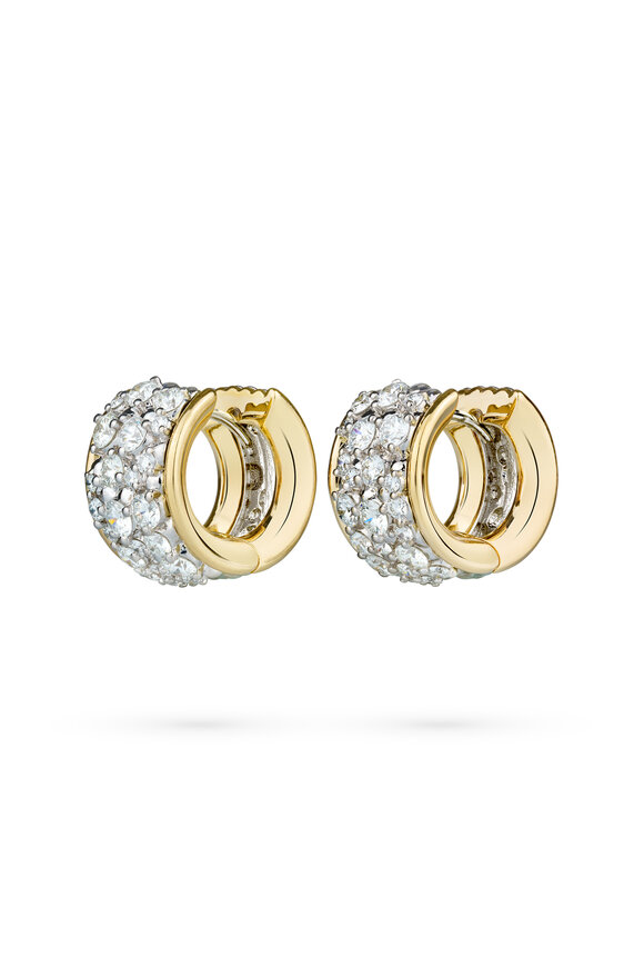 Paul Morelli 18k Gold Two Tone Diamond Snap Hoop - view 1
