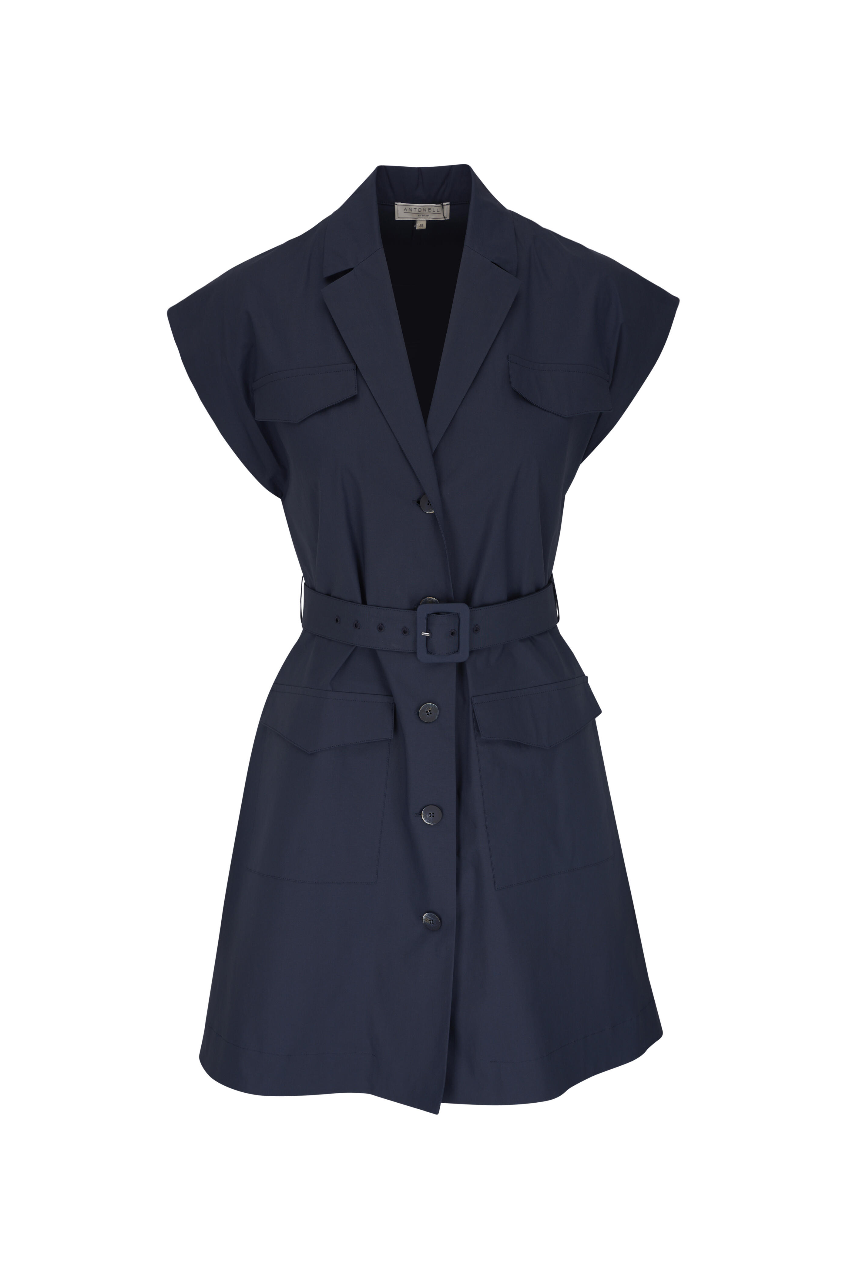 Antonelli - Kako Navy Cap Sleeve Belted Mini Dress