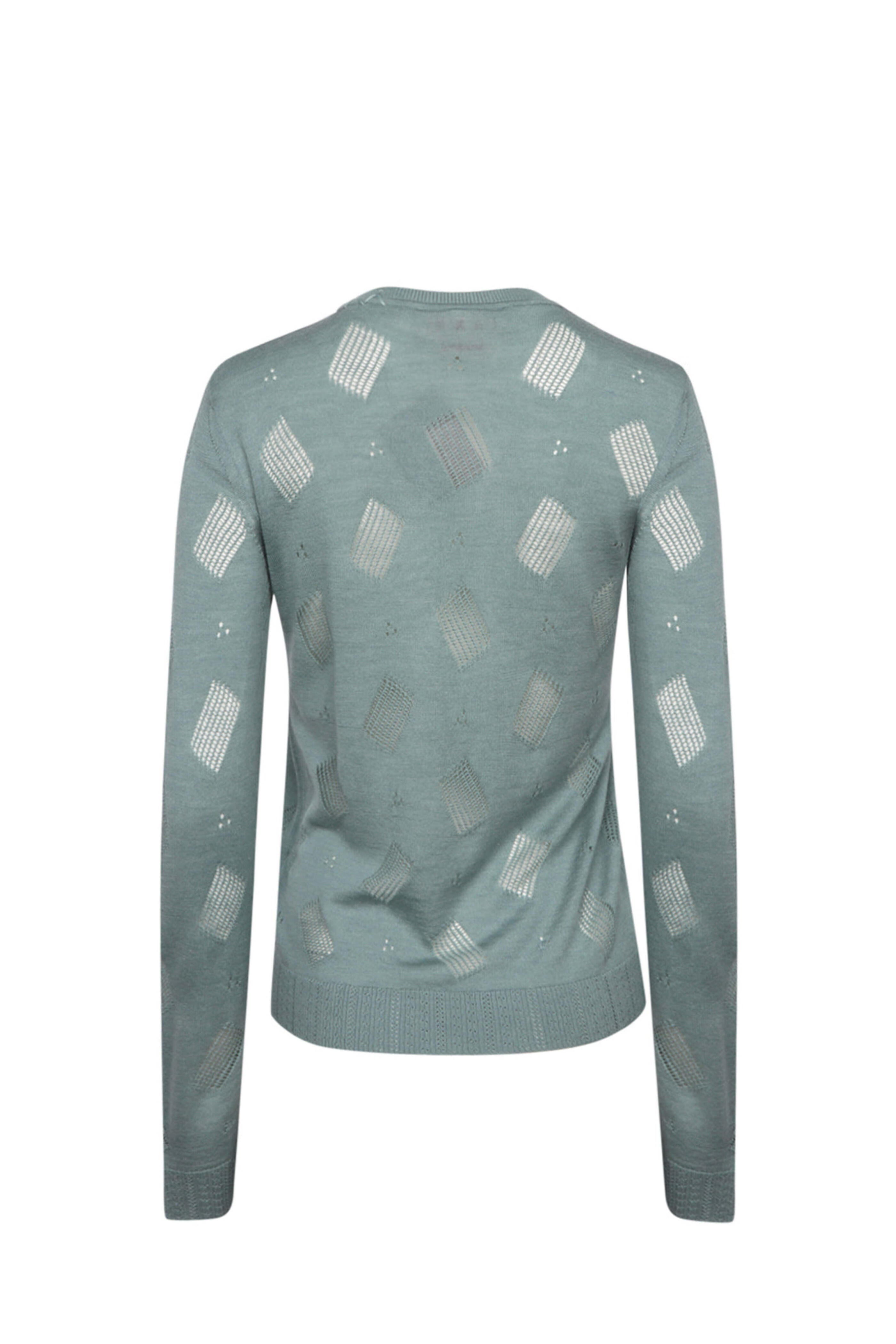 Marni - Gray Blue Crewneck Perforated Sweater