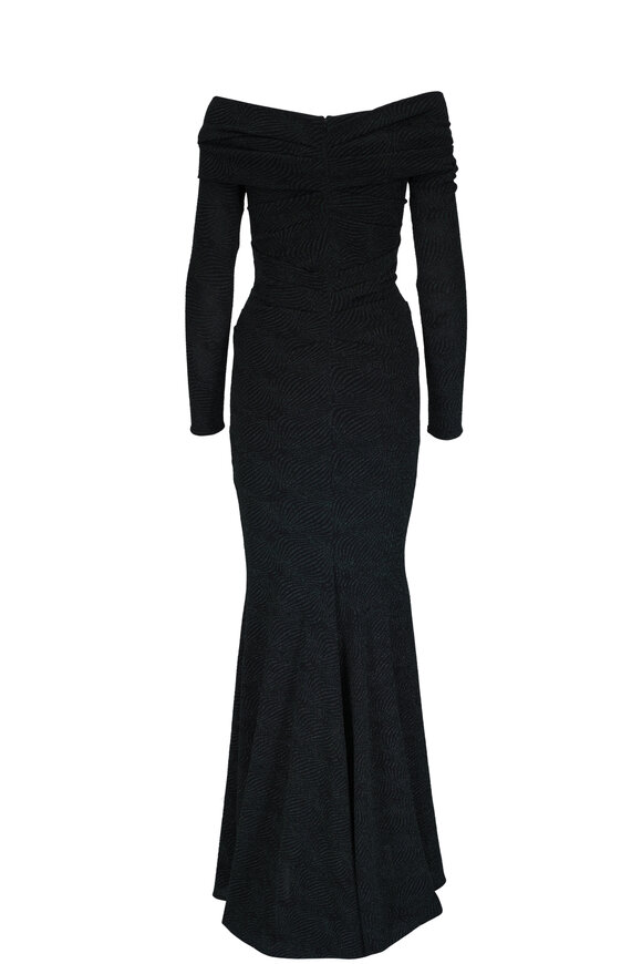 Talbot Runhof - Hunter Green Asymmetric Drape Evening Gown