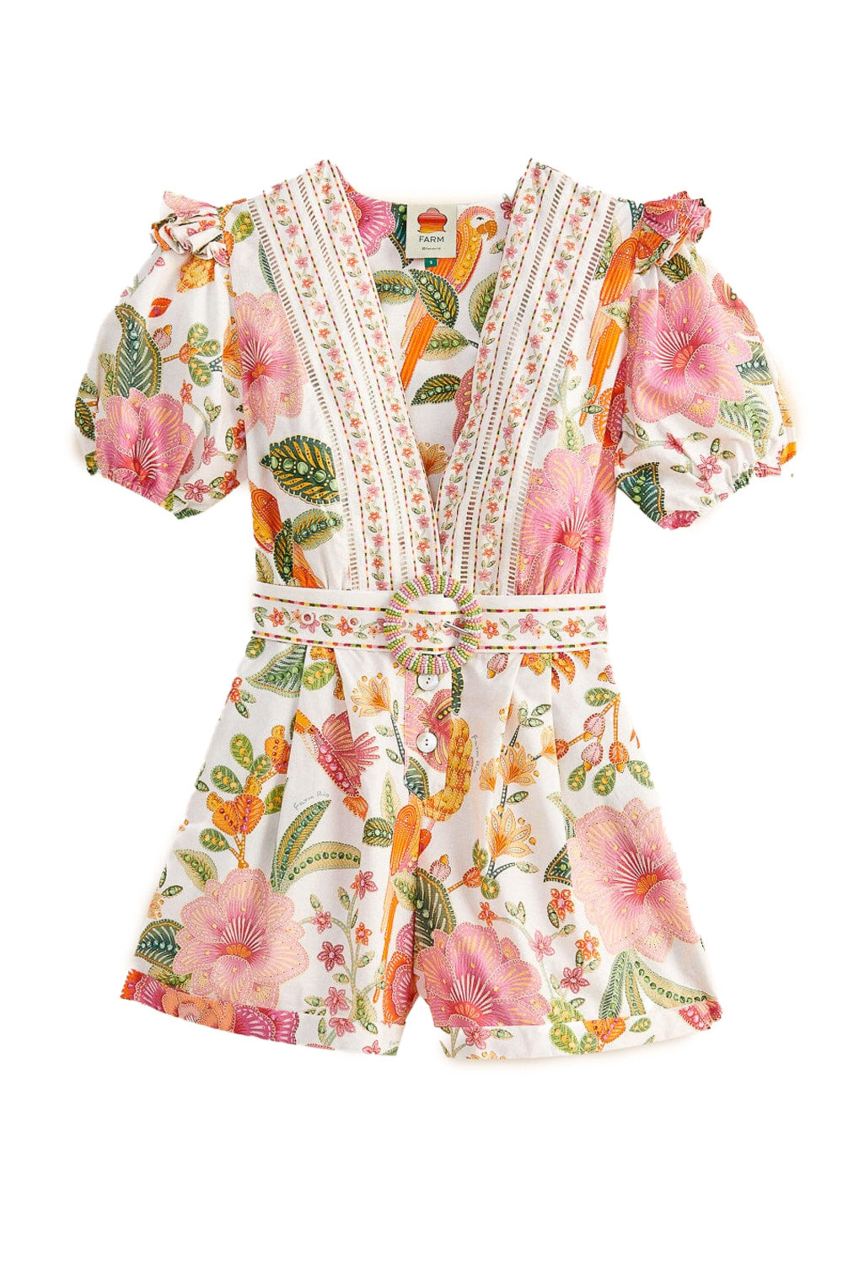 Farm Rio - Macaw Bloom Off-White Romper