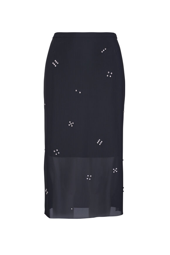 Akris Punto Diamond Dice Dot Black Pencil Midi Skirt - view 1