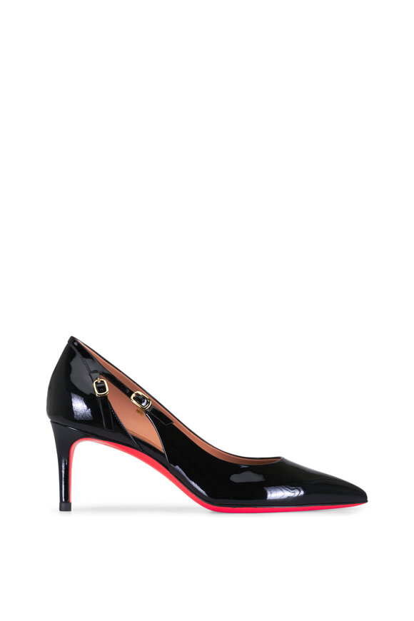 Santoni Audrey Black Patent Double Buckle Pump, 65mm - view 2