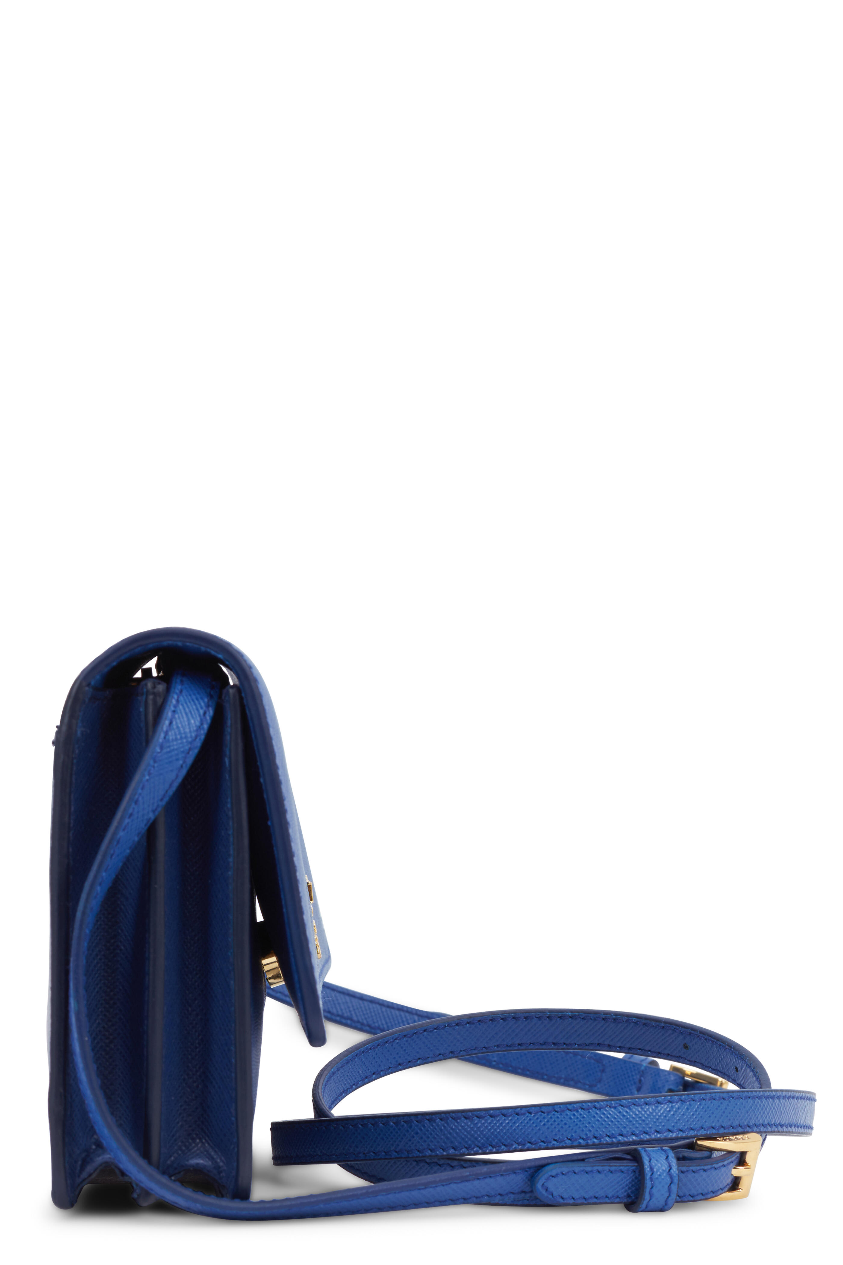 Prada Blue Saffiano Wallet with Chain Crossbody Strap - Handbags & Purses -  Costume & Dressing Accessories