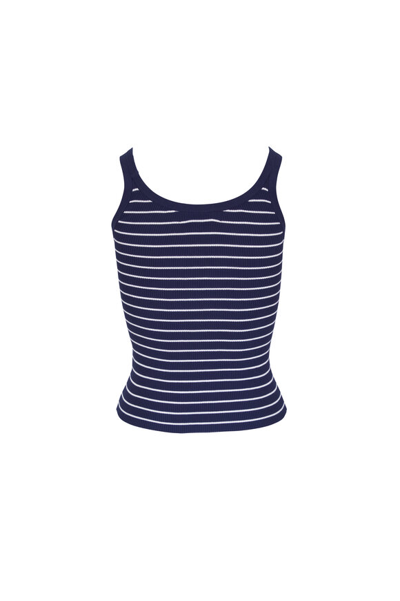 Nili Lotan Wrenley Atlantic Blue & Ivory Stripe Sweater Tank - view 2