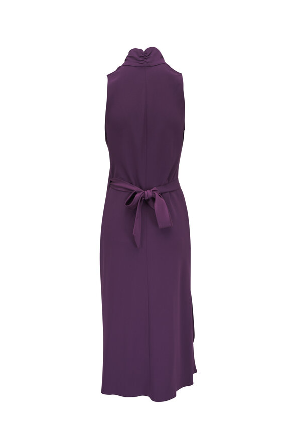 Peter Cohen - Crest Plum Tricot Crepe Sleeveless Wrap Dress