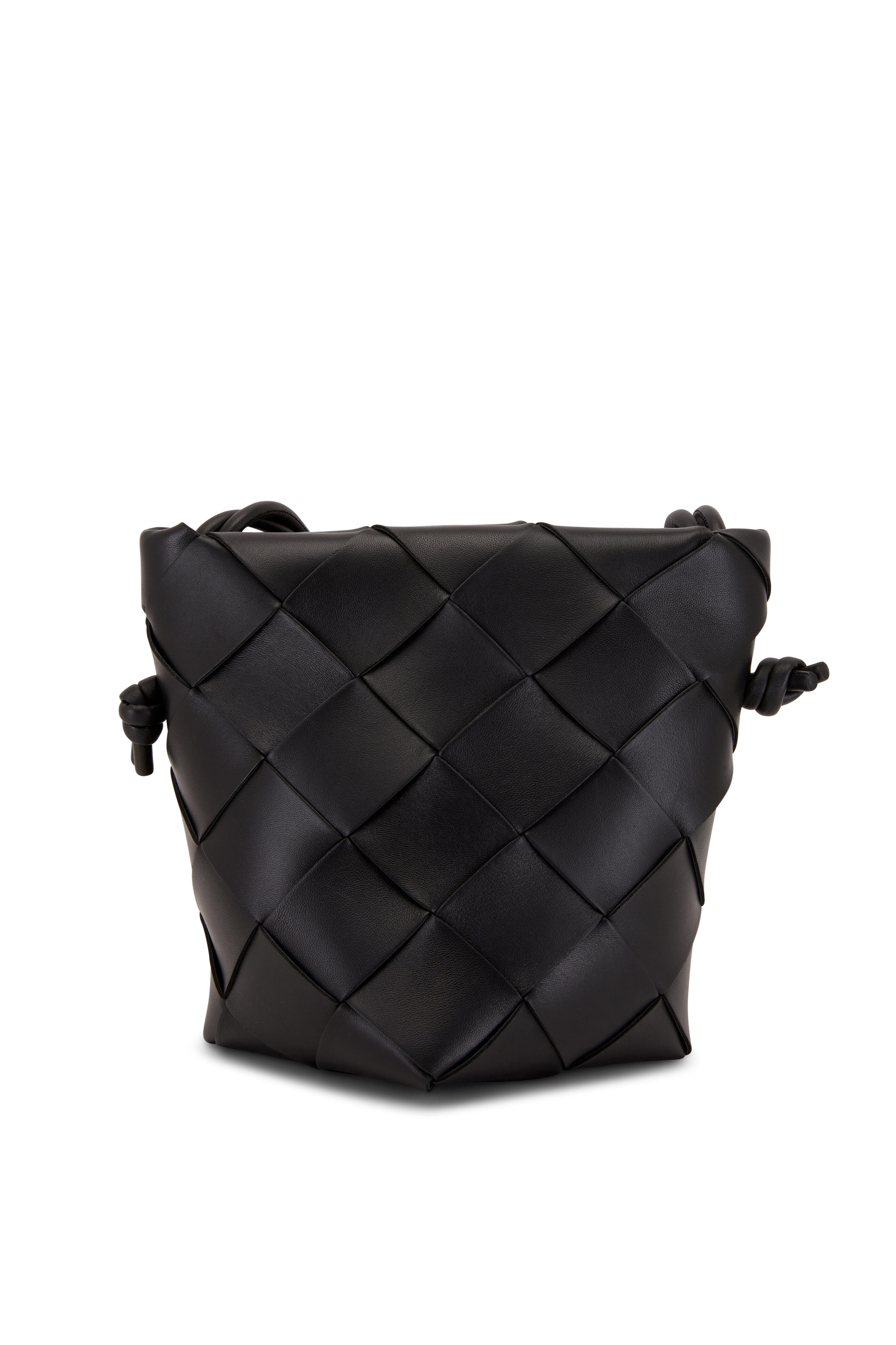 Bottega Veneta - Black Woven Leather Bucket Bag | Mitchell Stores