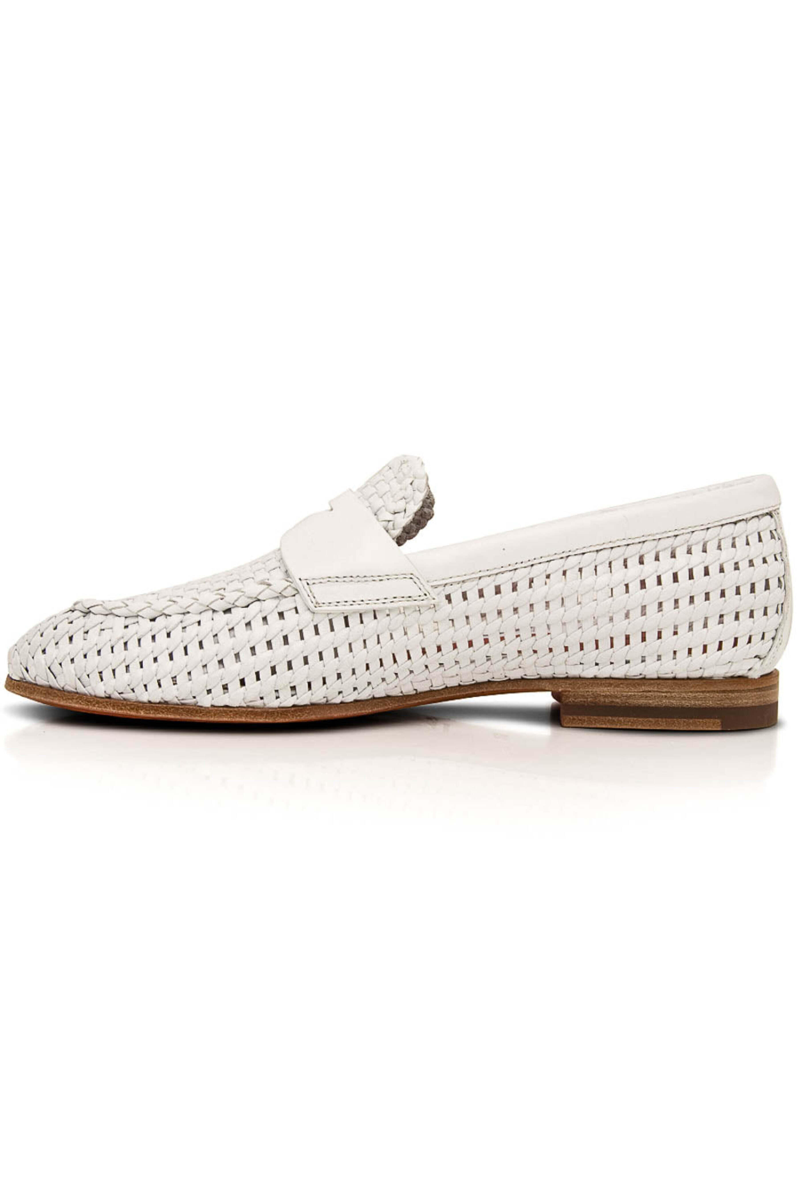 Santoni - Nicole Woven Leather Loafer in White