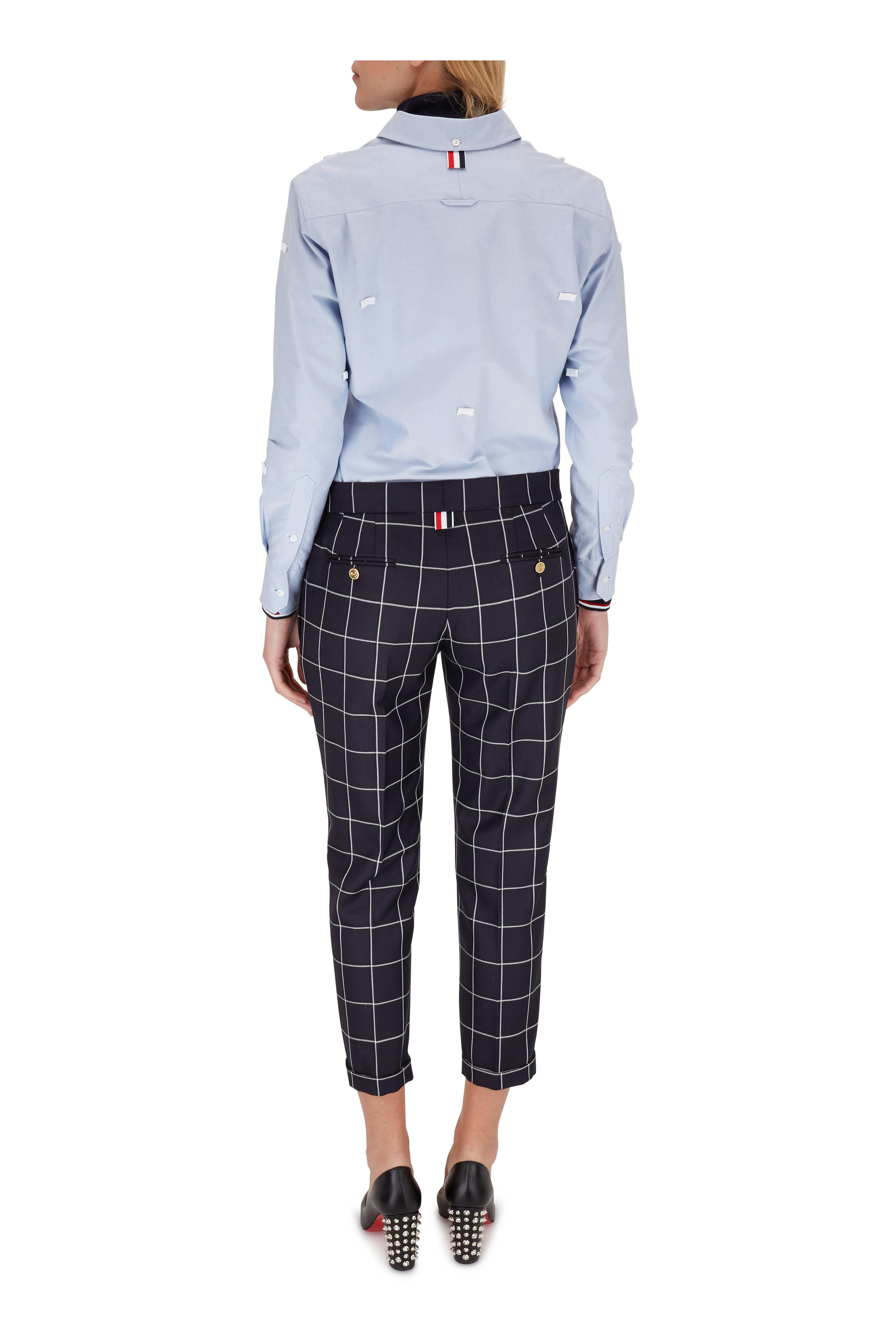 Christian Louboutin - Donna Black Leather Spiked Heel Pump, 85mm