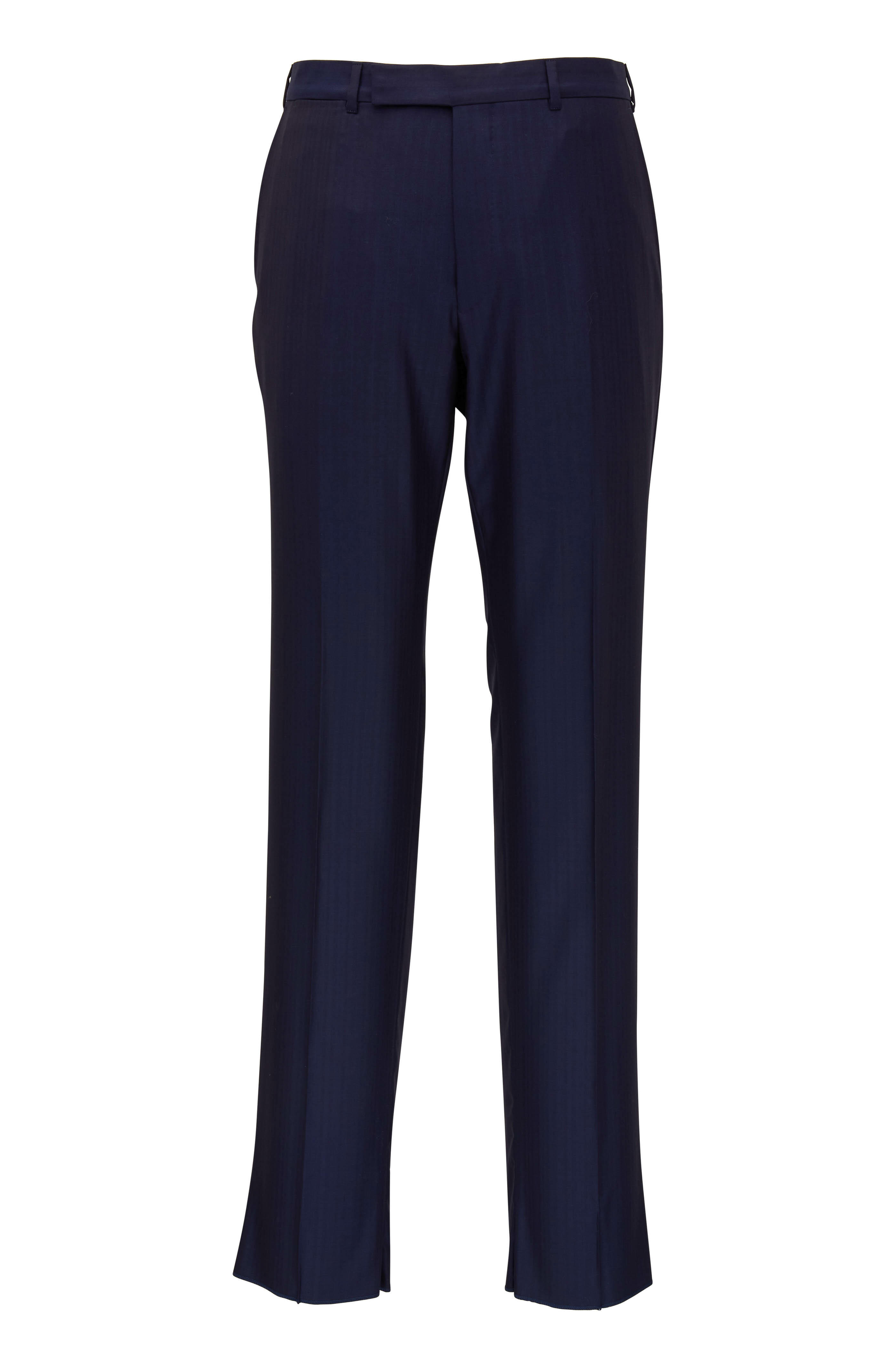 Zegna - Couture Navy Herringbone Wool Suit