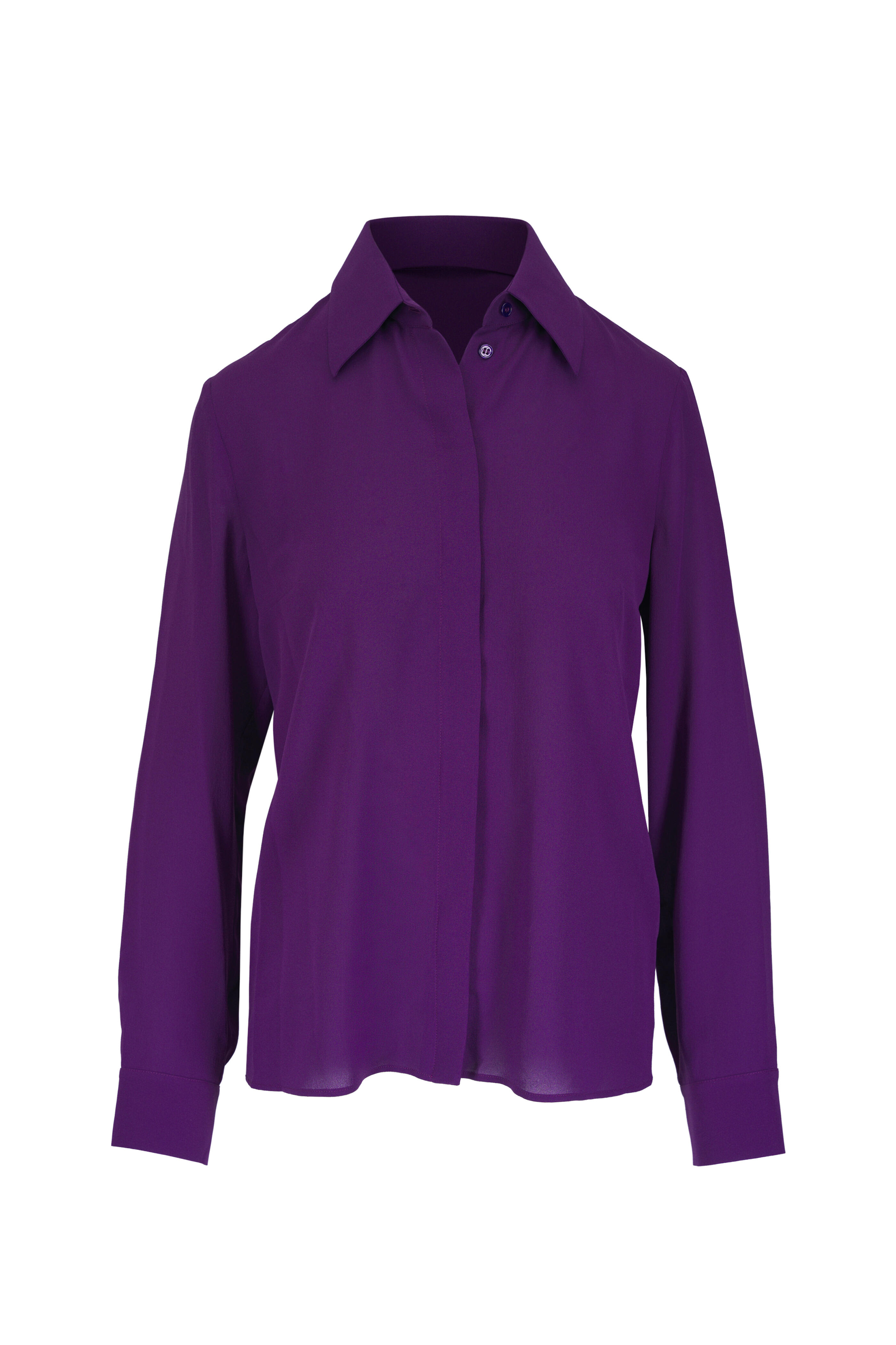 Michael Kors Collection - Hansen Amethyst Silk Button Front Blouse - view 1