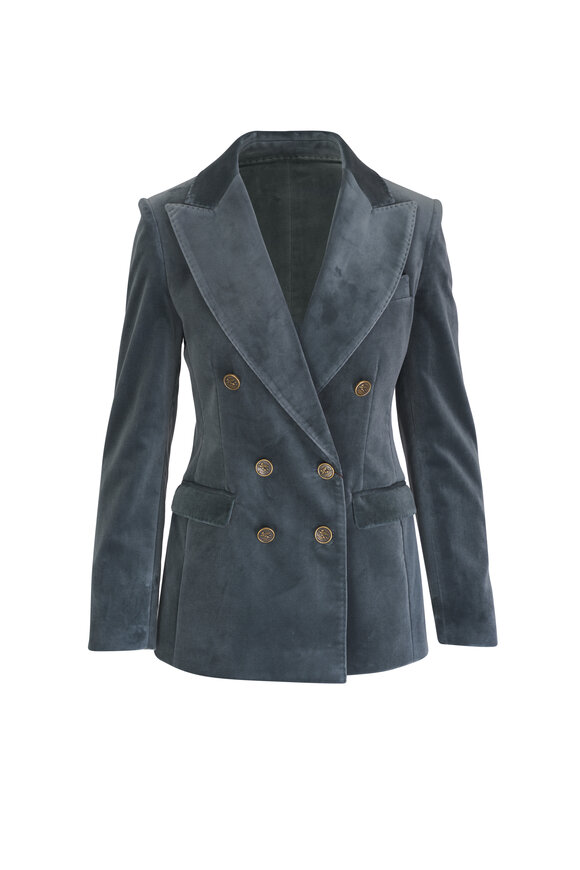 Etro - Sugar Maple Blue Double Breasted Velvet Jacket 